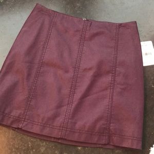 Free People Maroon Leather Skirt Size 6
